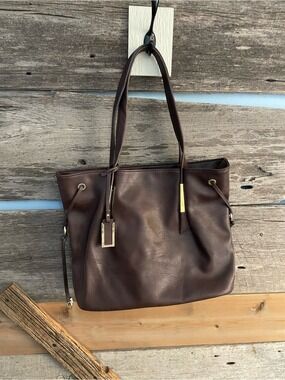 Nicole Miller Dark Brown Tote with Gold Hardware